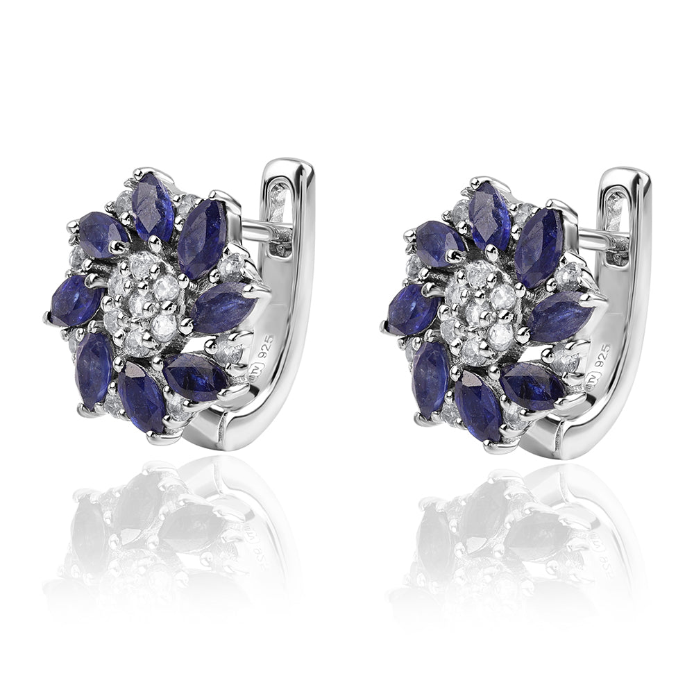 Pendientes de Plata con Zafiro Azul Australiano y Topacio Blanco