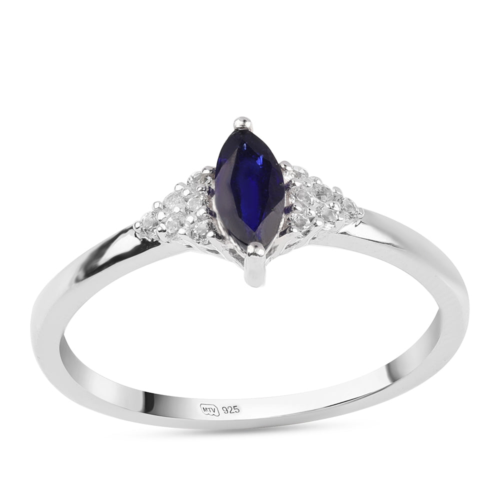 Anillo de Plata con Zafiro Azul Australiano y Topacio Blanco