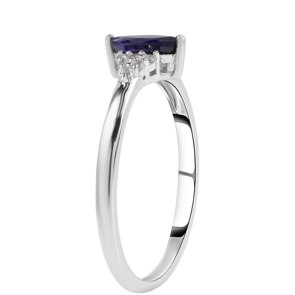 Anillo de Plata con Zafiro Azul Australiano y Topacio Blanco 3 