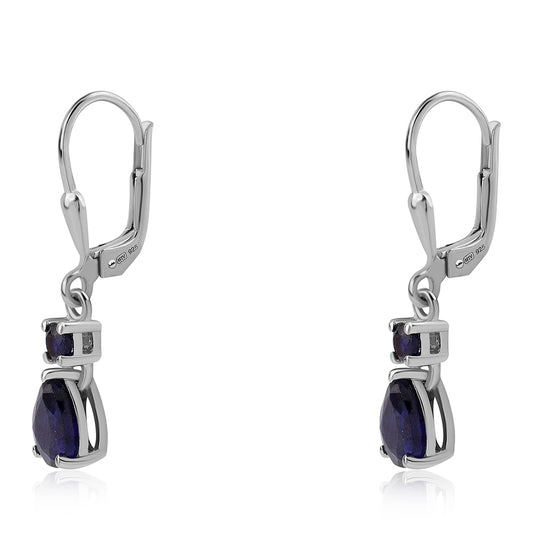 Pendientes de Plata con Zafiro Azul Australiano