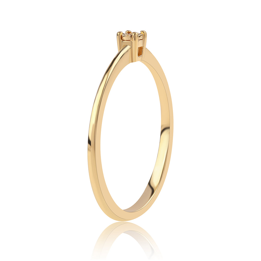 Anillo de Plata Bañada en Oro con Diamante Negro 2 