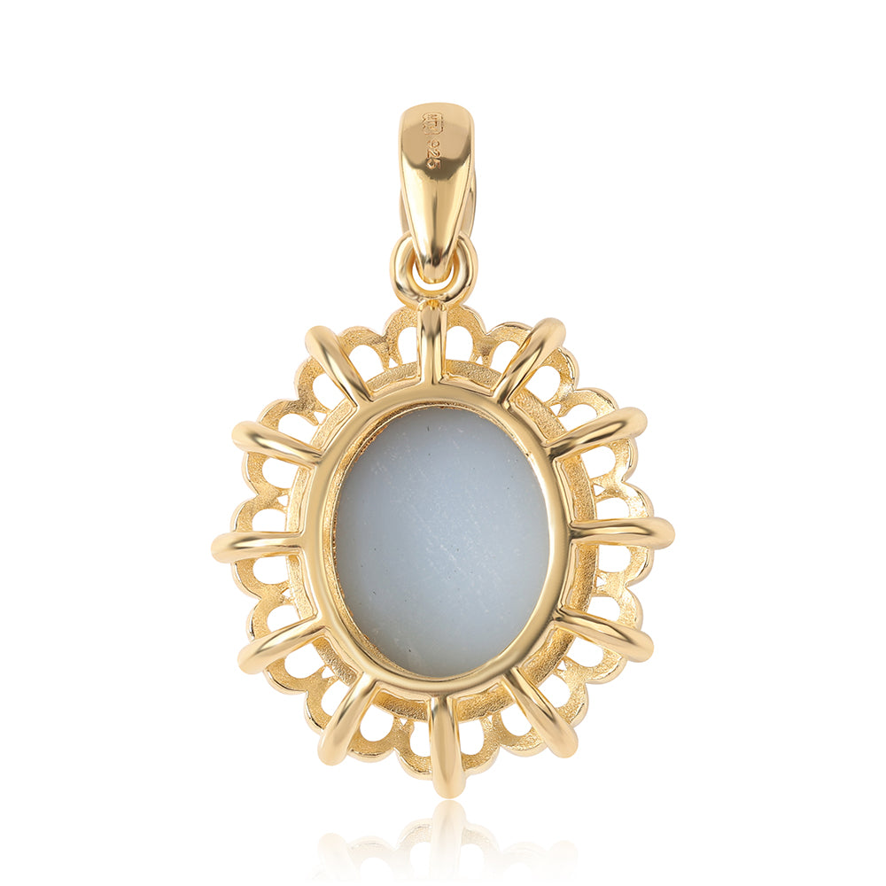 Colgante de Plata Bañada en Oro con Drusa Purpura