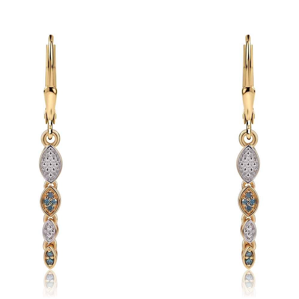 Pendientes de Plata Bañada en Oro con Diamante Azul 1 