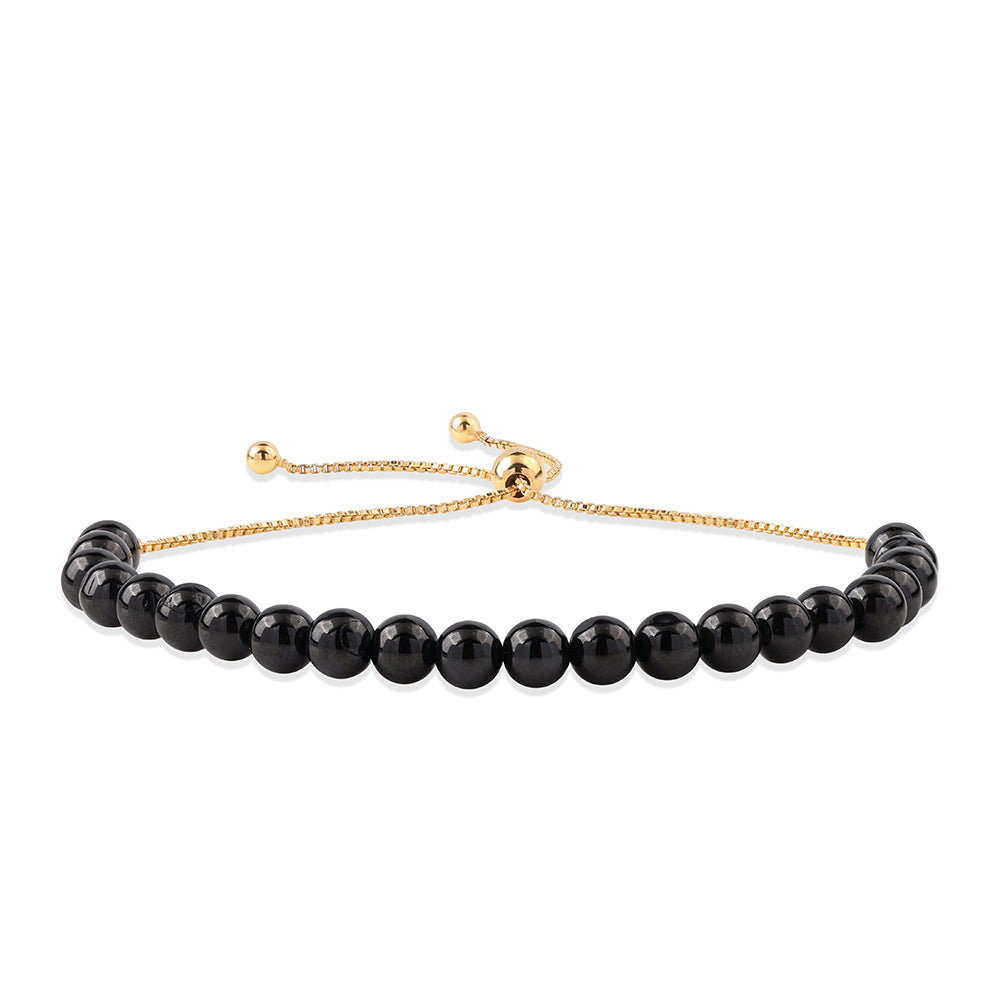 Pulsera de Plata Bañada en Oro con Espinela Negra