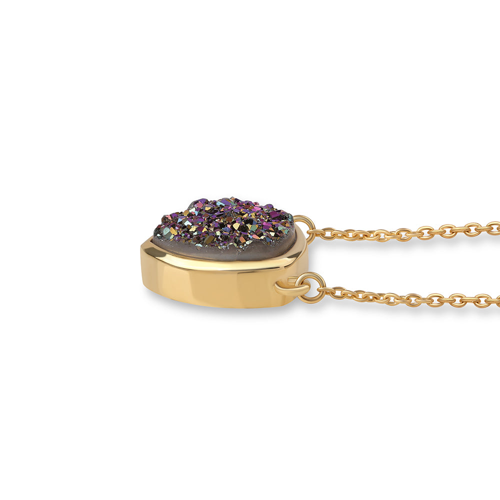 Collar de Plata Bañada en Oro con Drusa Purpura 2 