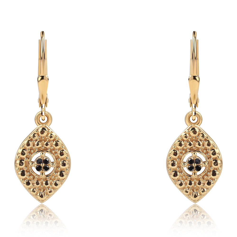 Pendientes de Plata Bañada en Oro con Diamante Azul 1 