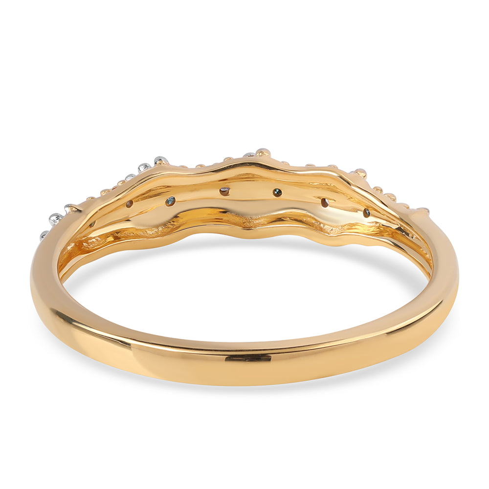 Anillo de Plata Bañada en Oro con Diamante Azul y Diamante blanco 3 