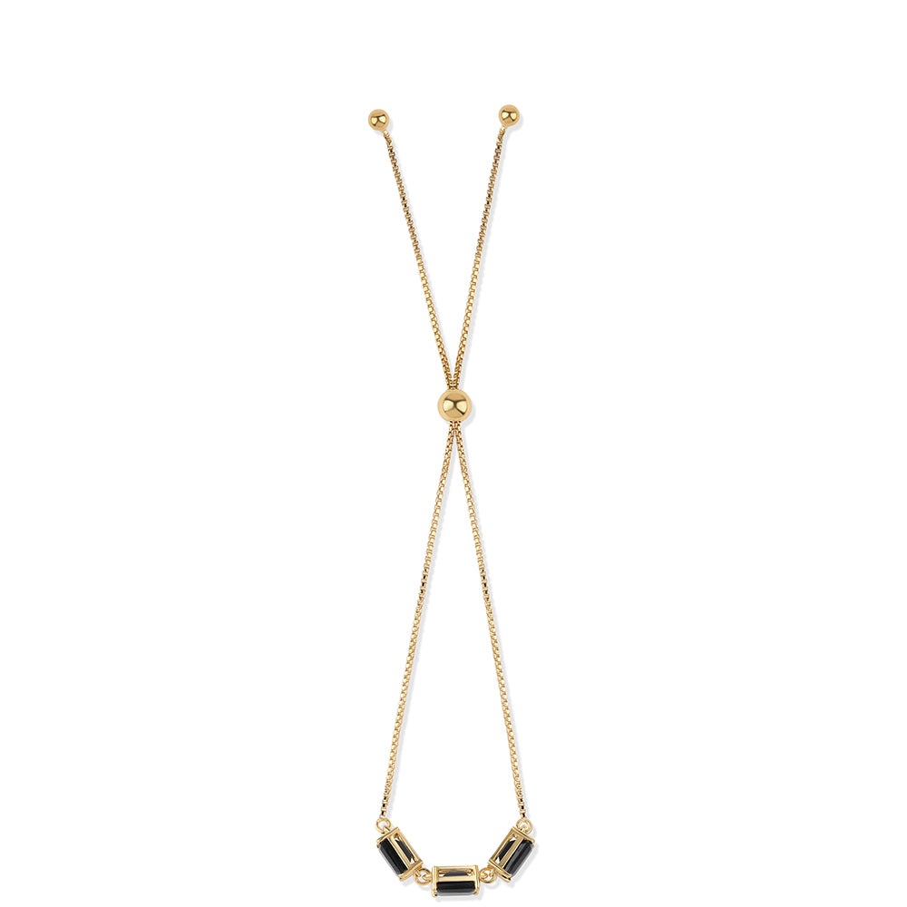 Pulsera de Plata Bañada en Oro con Espinela Negra 3 