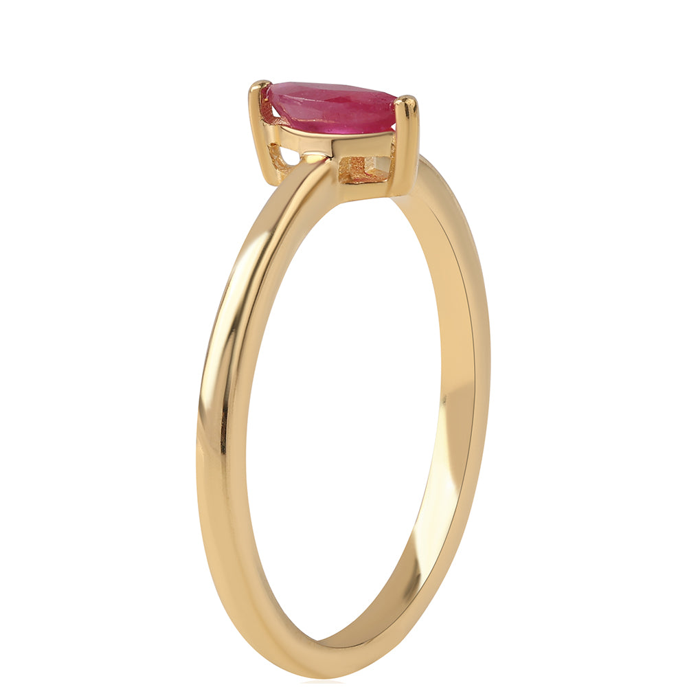 Anillo de Plata Bañada en Oro con Rubí de Mozambique 2 