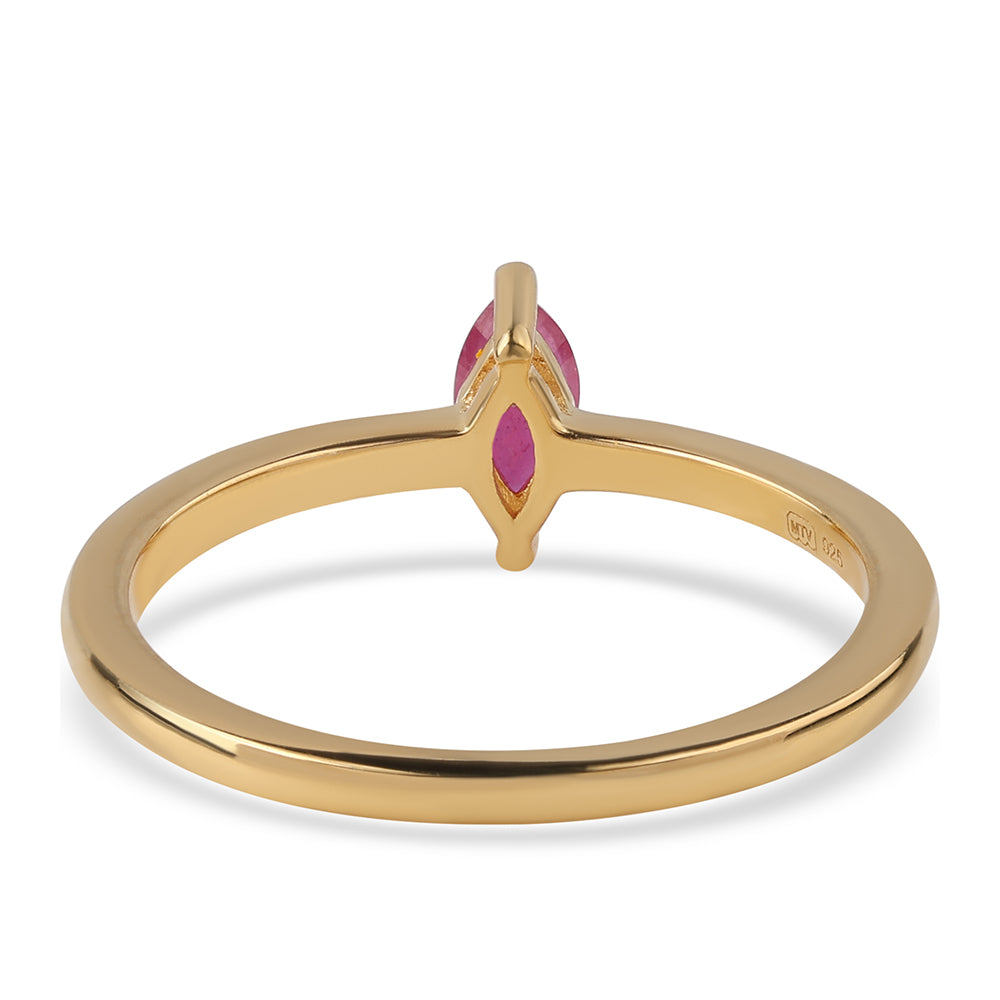 Anillo de Plata Bañada en Oro con Rubí de Mozambique 3 