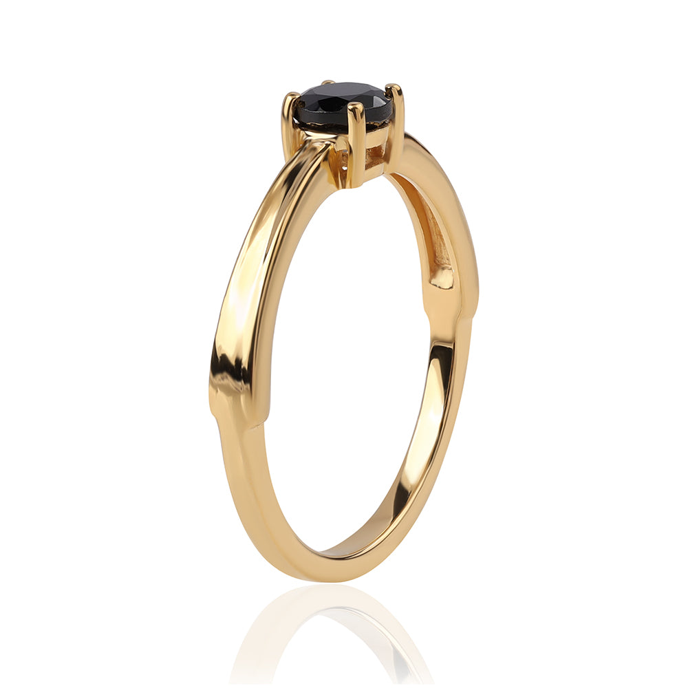 Anillo de Plata Bañada en Oro con Espinela Negra 2 