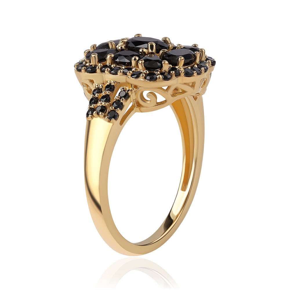 Anillo de Plata Bañada en Oro con Espinela Negra 2 