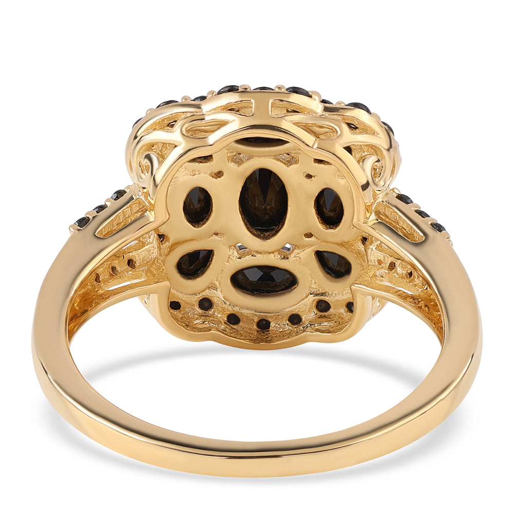 Anillo de Plata Bañada en Oro con Espinela Negra 3 