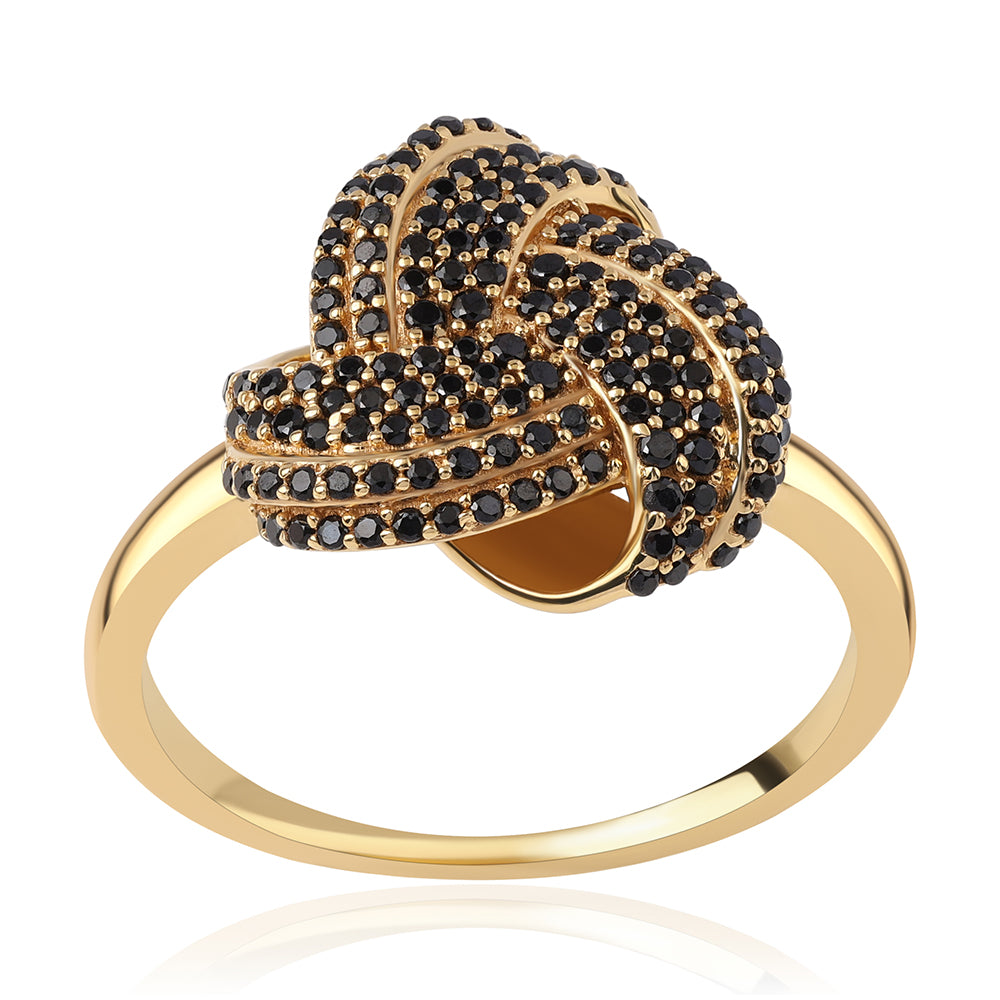 Anillo de Plata Bañada en Oro con Espinela Negra 1 