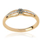 Anillo de Plata Bañada en Oro con Diamante Azul y Diamante blanco