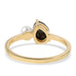 Anillo de Plata Bañada en Oro con Espinela Negra y Perla blanca de agua dulce