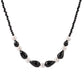 Collar de Plata Bañada en Oro con Espinela Negra y Perla blanca de agua dulce