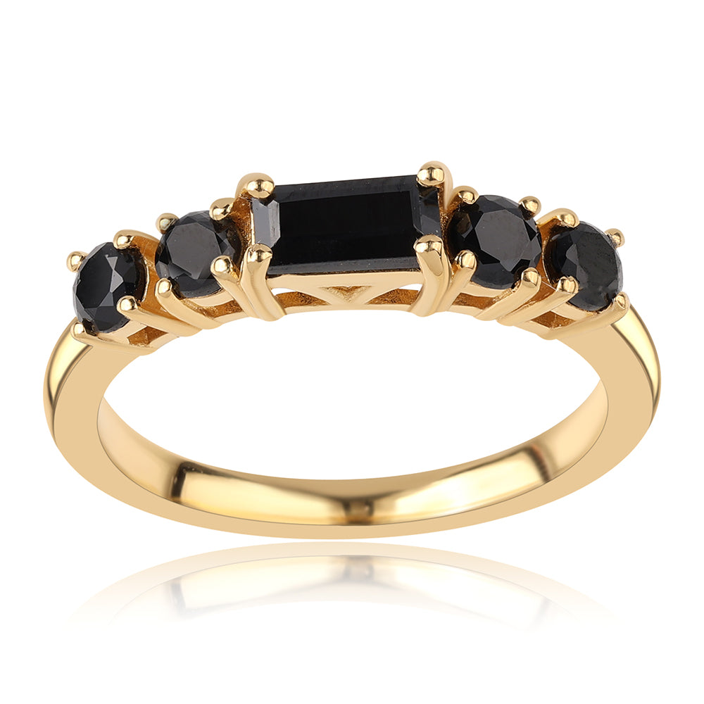 Anillo de Plata Bañada en Oro con Espinela Negra 1 