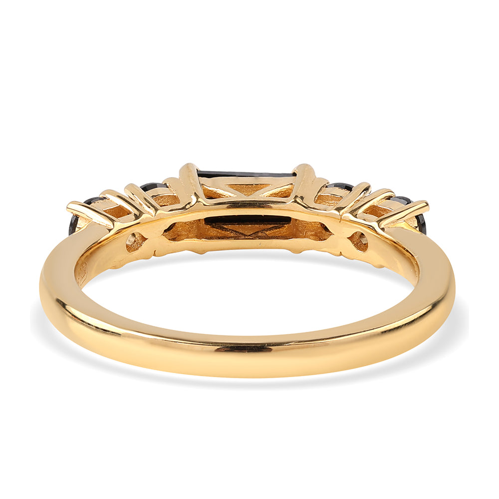Anillo de Plata Bañada en Oro con Espinela Negra 4 