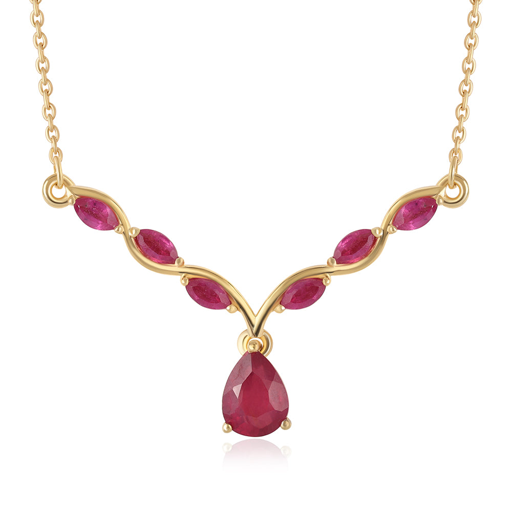 Collar de Plata Bañada en Oro con Rubí de Mozambique 1 