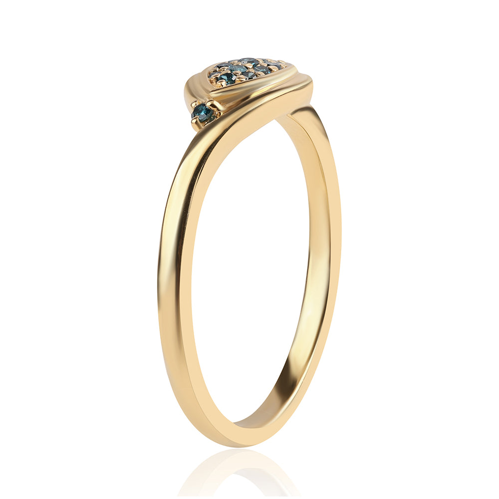 Anillo de Plata Bañada en Oro con Diamante Azul 2 