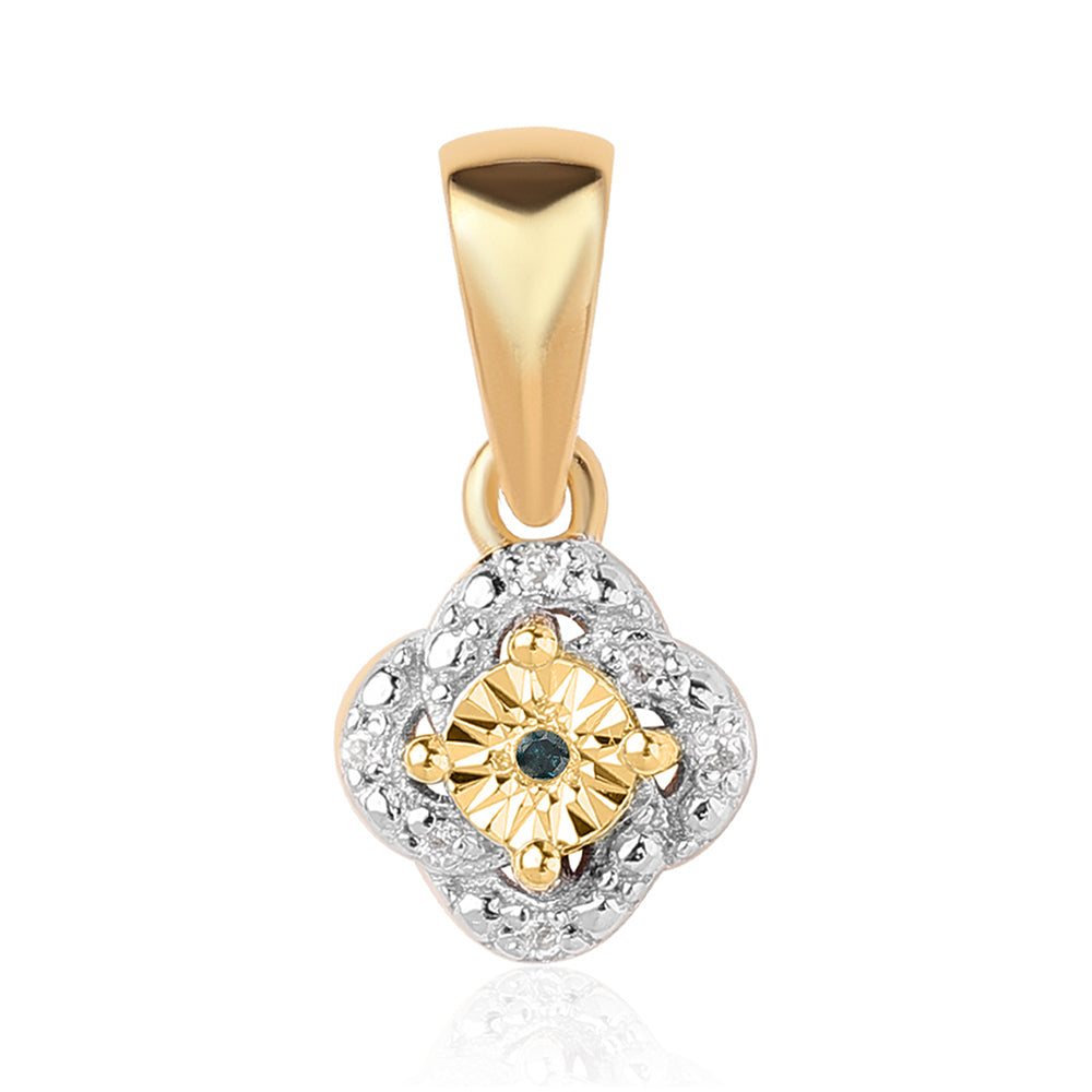 Conjunto de Plata Bañada en Oro con Diamante Azul y Topacio Blanco ( Pendientes +Anillo +Colgante )