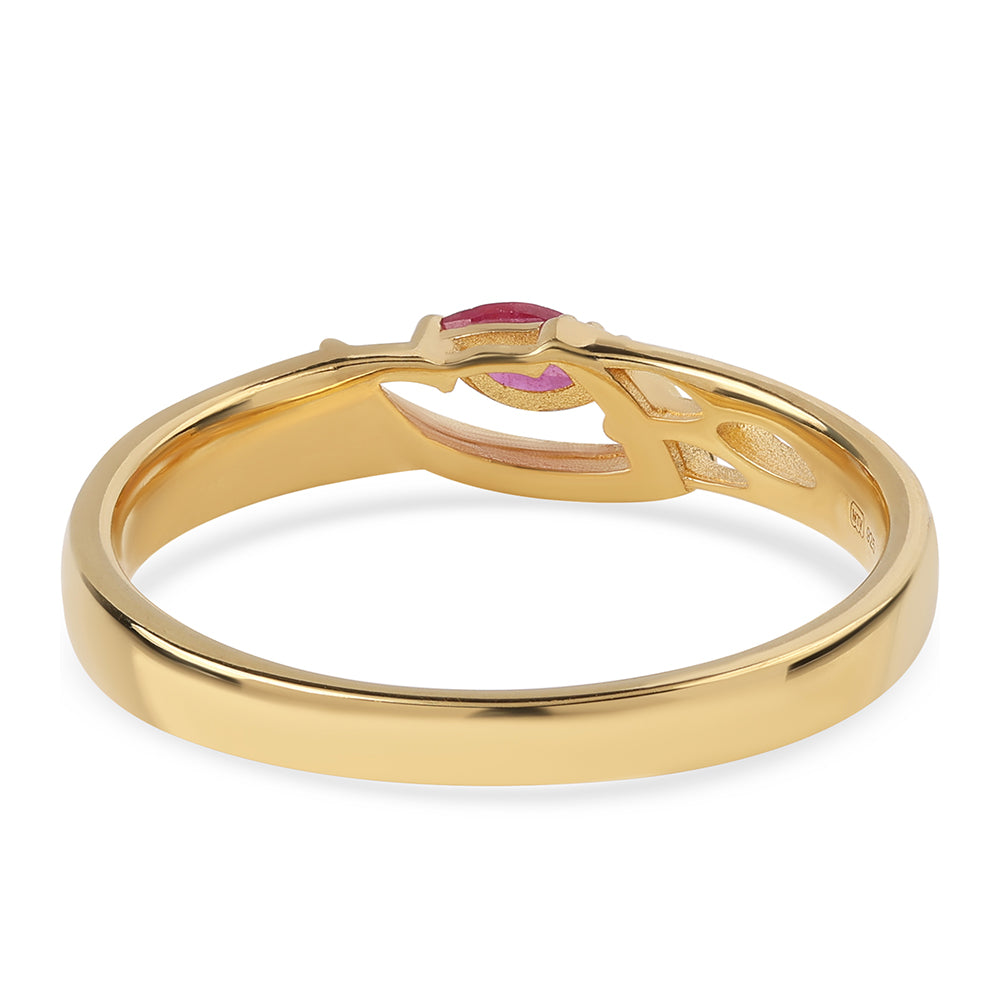 Anillo de Plata Bañada en Oro con Rubí de Mozambique 3 