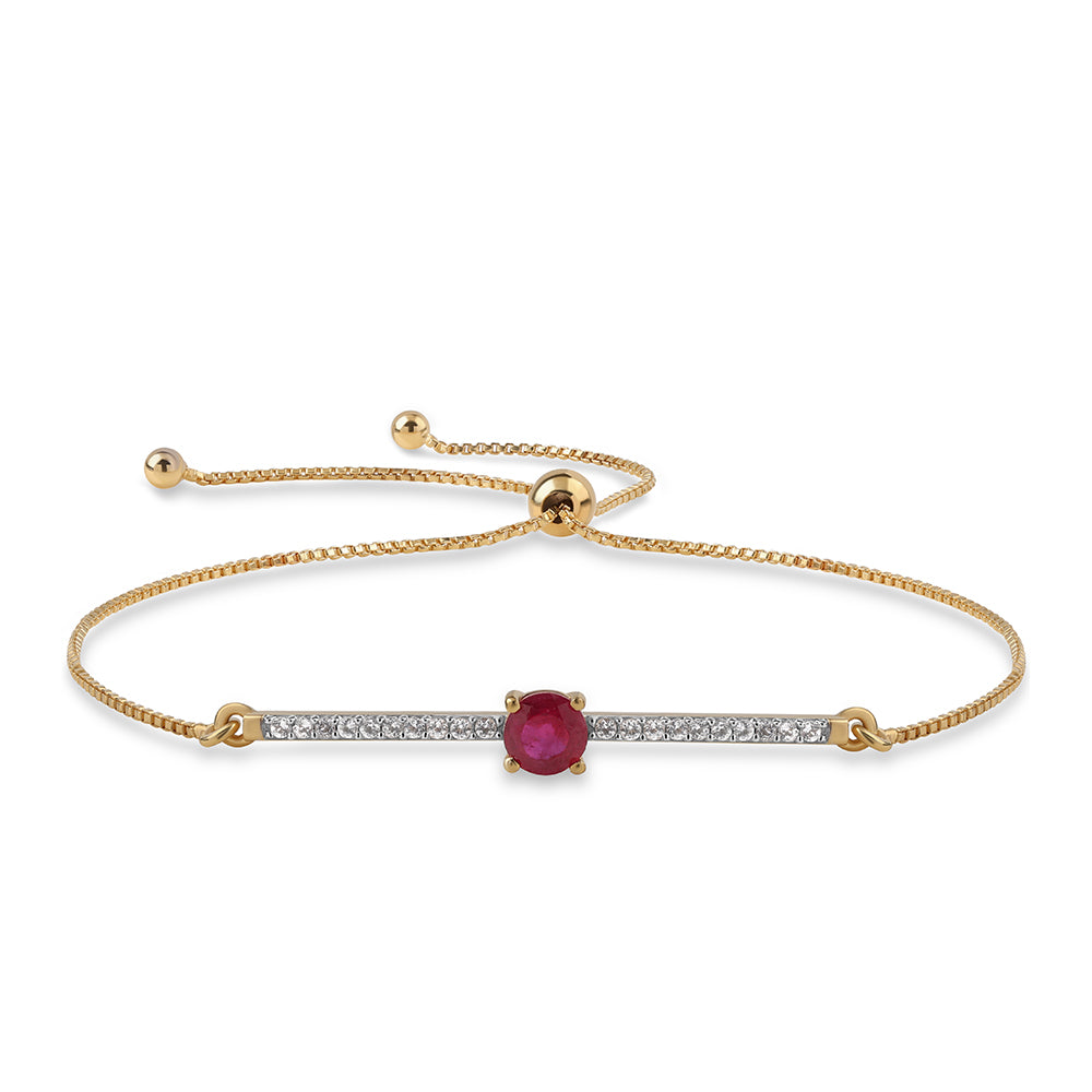 Pulsera de Plata Bañada en Oro con Rubí de Mozambique y Topacio Blanco 1 