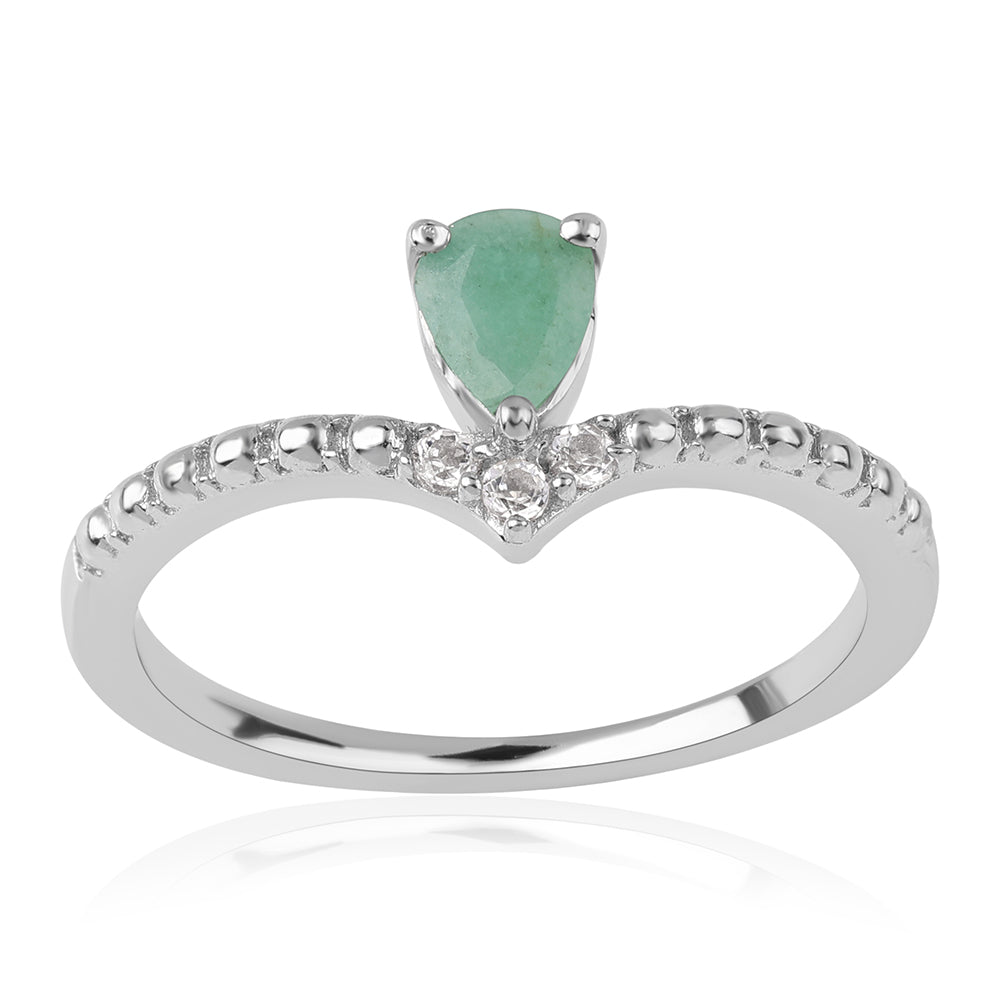 Anillo de Plata con Esmeralda de Brasil y Topacio Blanco 1 