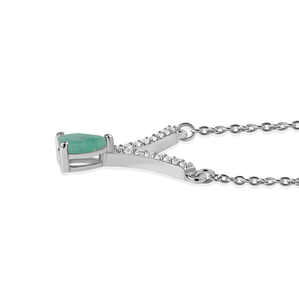 Collar de Plata con Esmeralda de Brasil y Topacio Blanco 2 