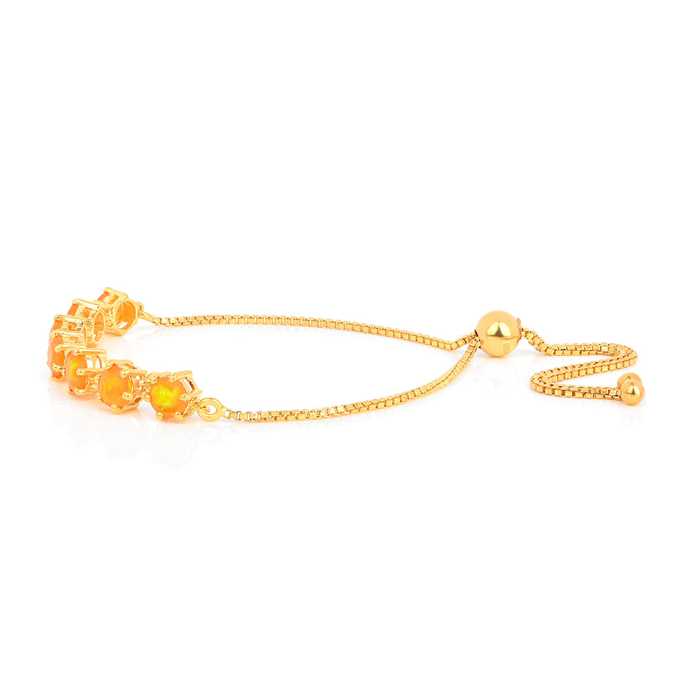 Pulsera de Plata Bañada en Oro con Ópalo Fuego 2 