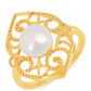 Anillo de Plata Bañada en Oro con Perla de Agua Dulce Crema