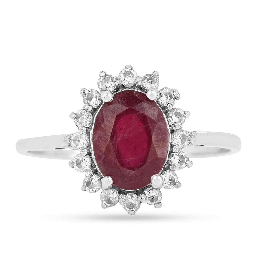 Anillo de Plata con Rubí de Tailandia y Zircón Blanco 2 
