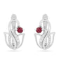 Pendientes de Plata con Rubí de Tailandia y Zircón Blanco