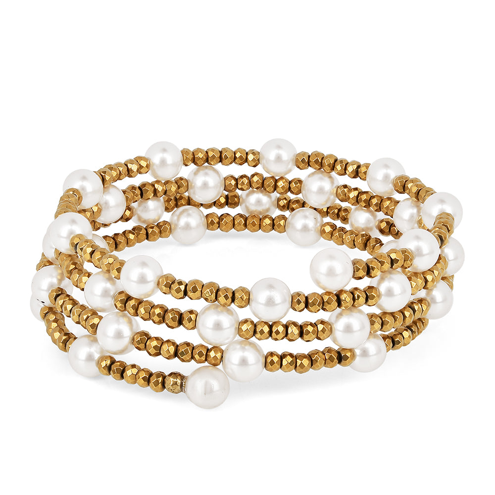 Pulsera de Plata Bañada en Oro con Perla de Agua Dulce Crema 1 