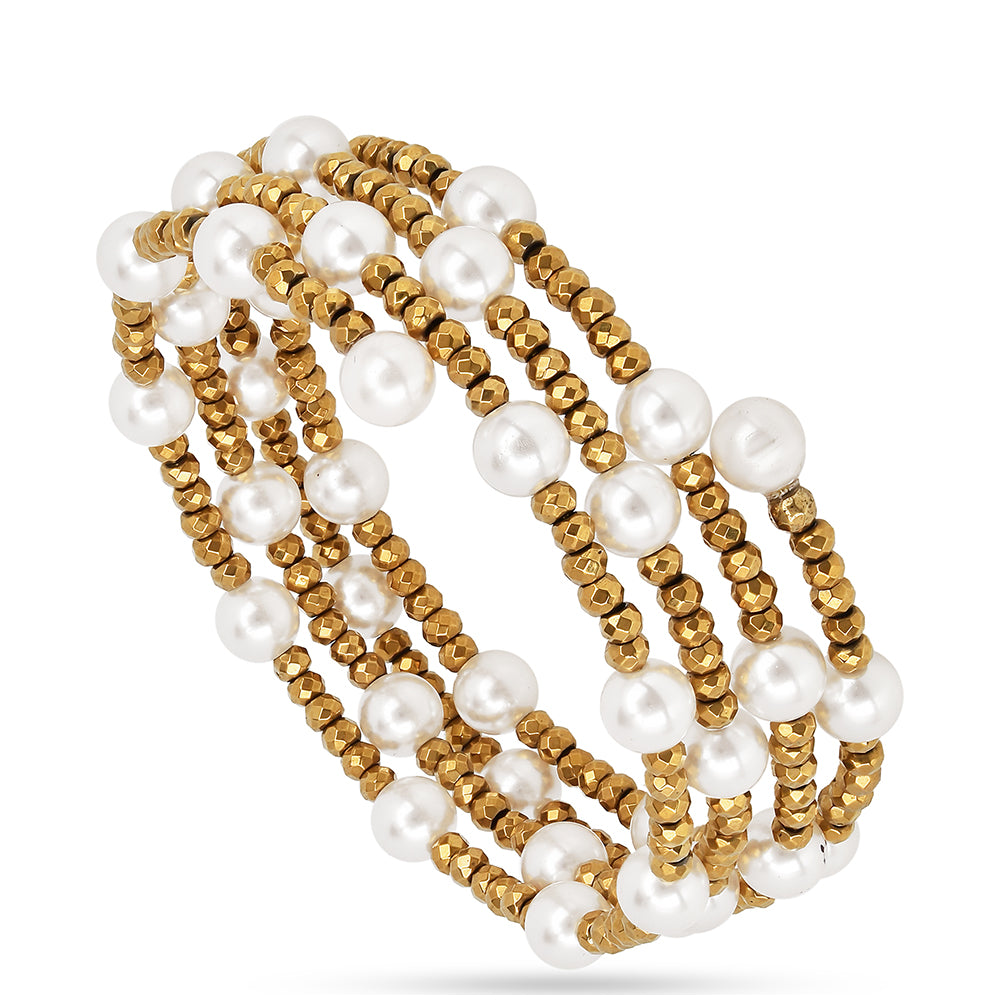 Pulsera de Plata Bañada en Oro con Perla de Agua Dulce Crema 2 