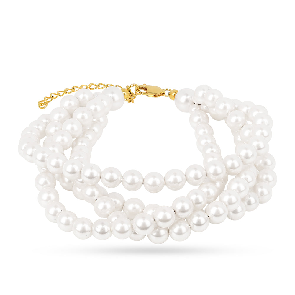 Pulsera de Plata Bañada en Oro con Perla de Agua Dulce Crema 1 