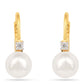 Pendientes de Plata Bañada en Oro con Perla de Agua Dulce Crema y Zircón Blanco