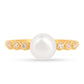 Anillo de Plata Bañada en Oro con Perla de Agua Dulce Crema y Zircón Blanco
