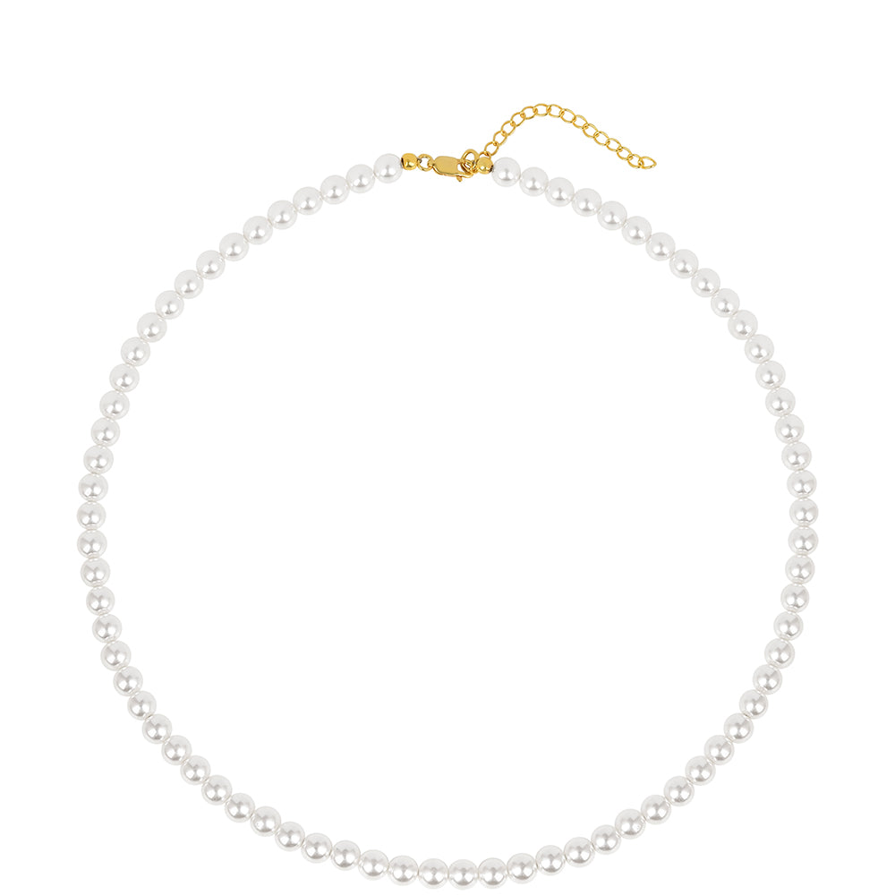 Collar de Plata Bañada en Oro con Perla de Agua Dulce Crema 1 
