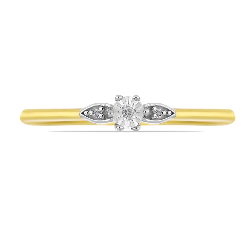 Anillo de Plata Bañada en Oro con Diamante blanco 1 