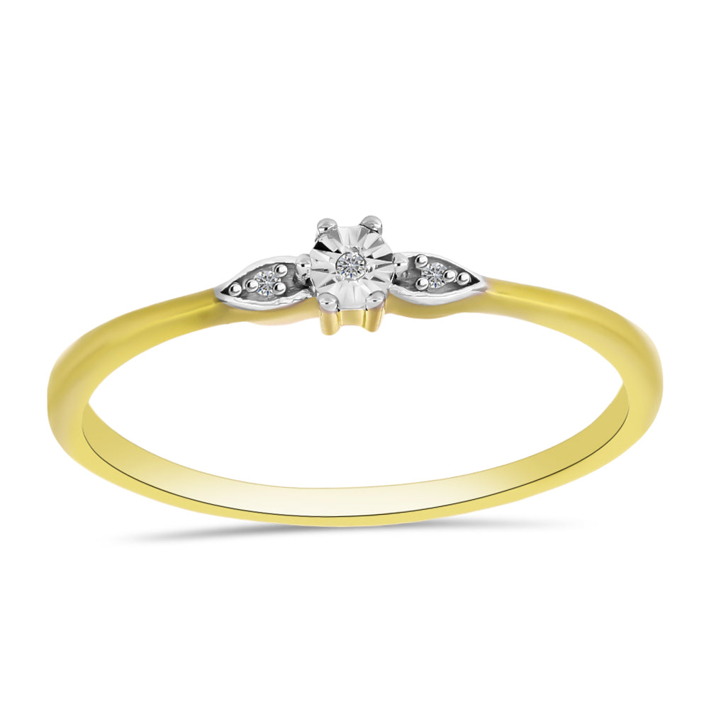 Anillo de Plata Bañada en Oro con Diamante blanco