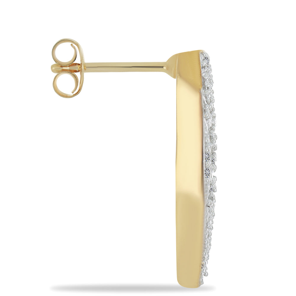 Pendientes de Plata Bañada en Oro con Diamante blanco
