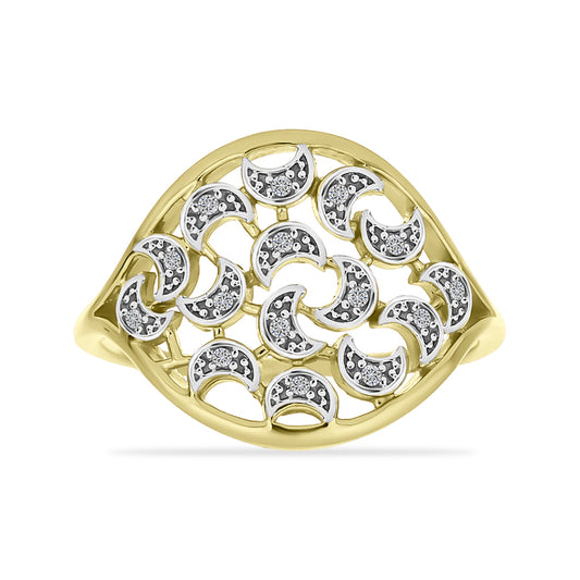 Anillo de Plata Bañada en Oro con Diamante blanco