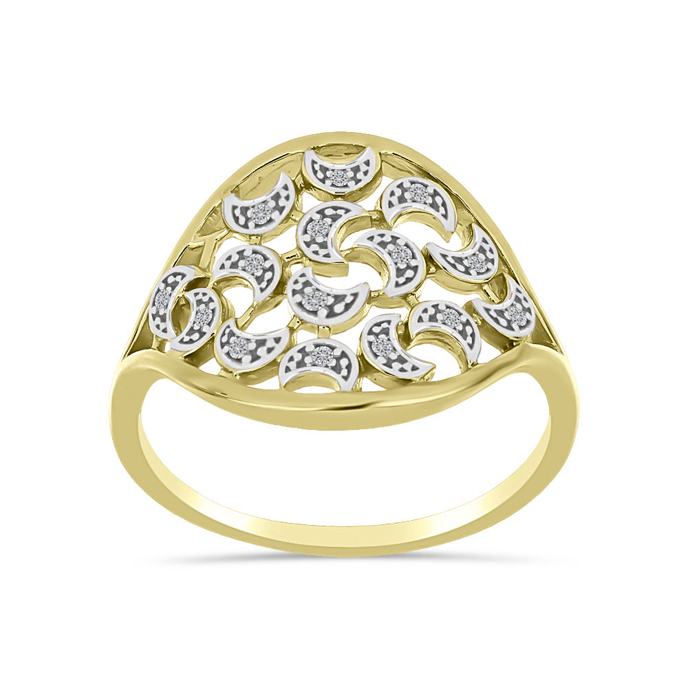 Anillo de Plata Bañada en Oro con Diamante blanco 3 