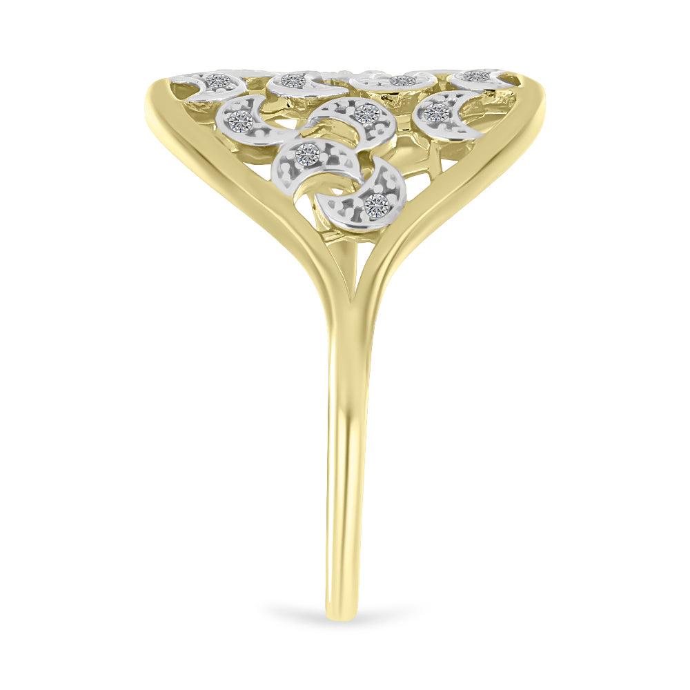 Anillo de Plata Bañada en Oro con Diamante blanco 4 