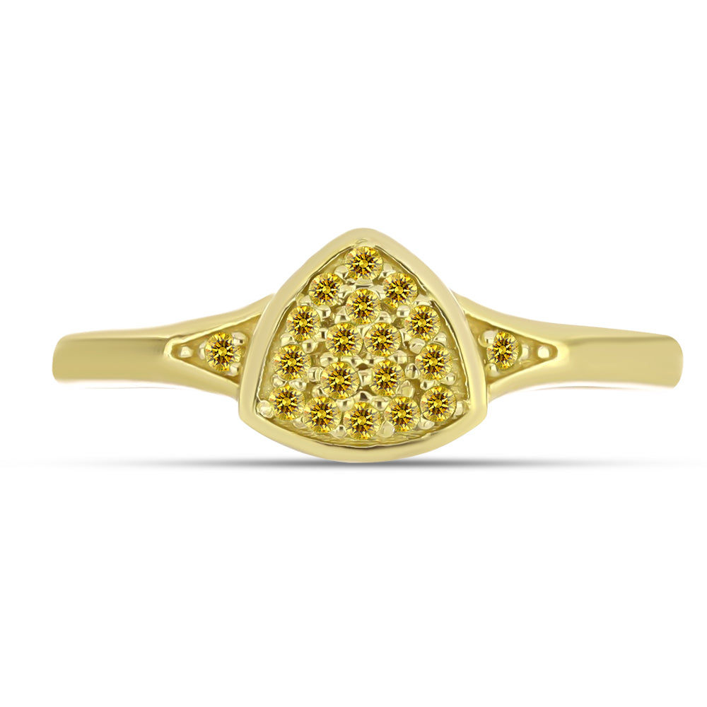 Anillo de Plata Bañada en Oro con Diamante Amarillo 1 