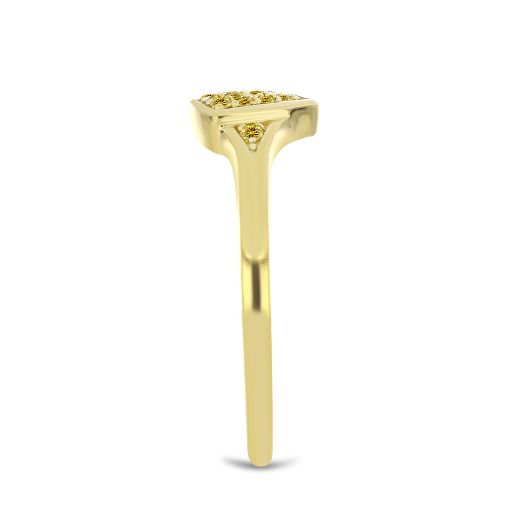 Anillo de Plata Bañada en Oro con Diamante Amarillo 4 