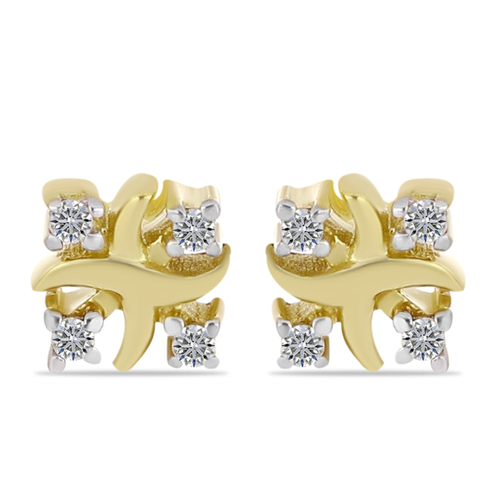 Pendientes de Plata Bañada en Oro con Diamante blanco