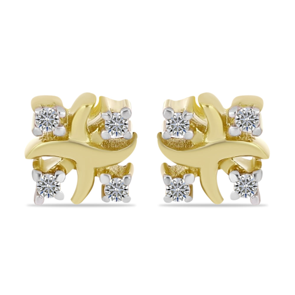 Pendientes de Plata Bañada en Oro con Diamante blanco 1 